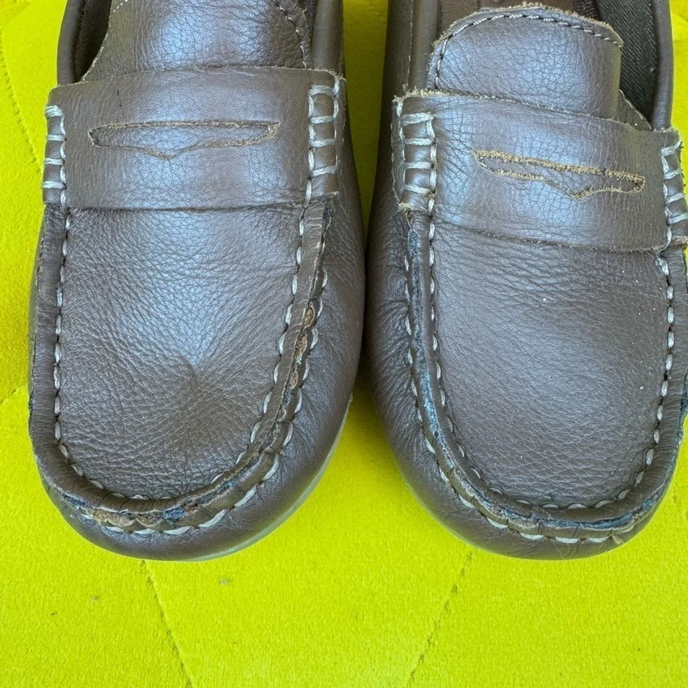Zara Brown Leather Loafers Slip-On Classic